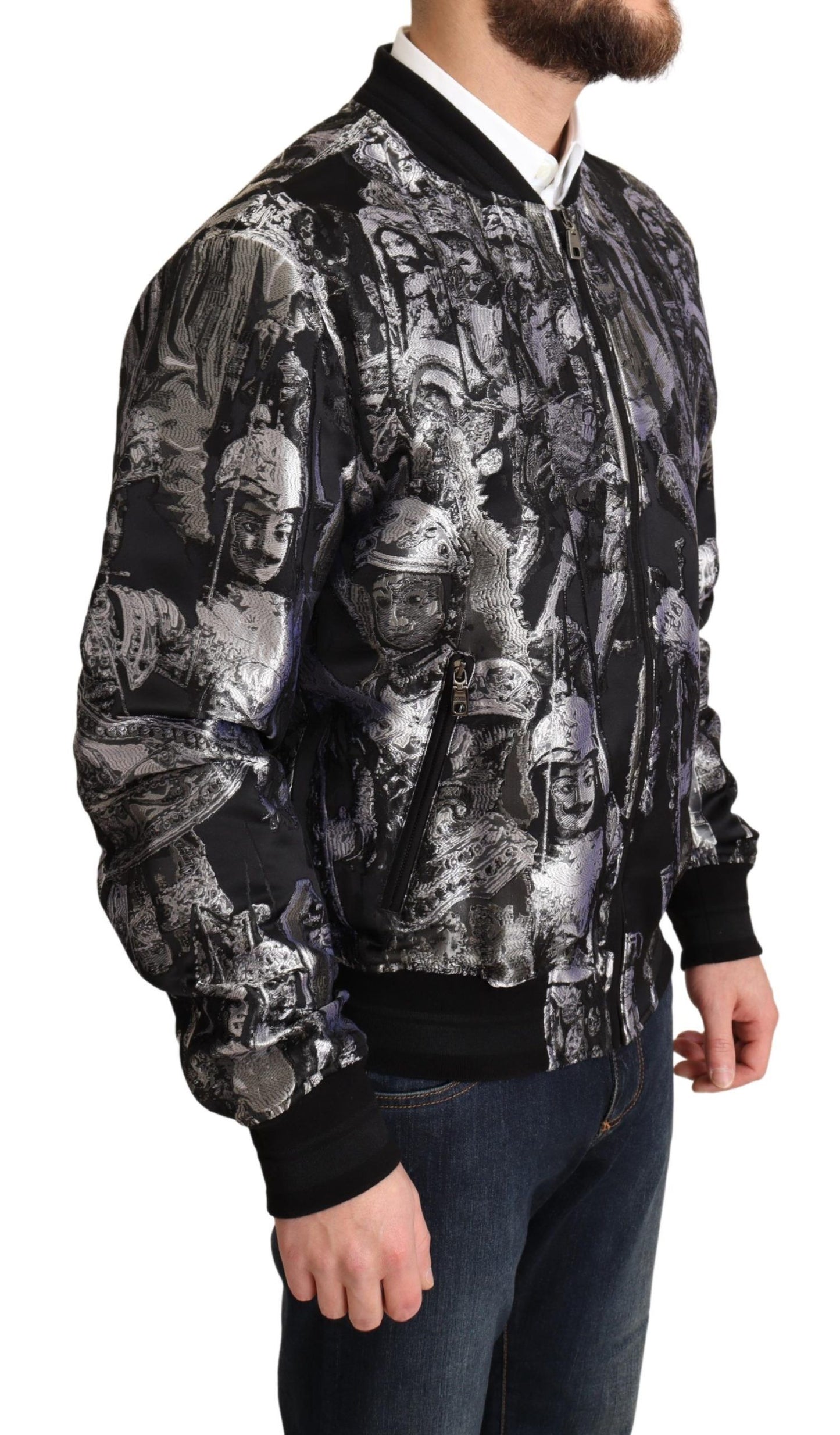 Dolce &amp; Gabbana Blouson aviateur Puppi Motive noir argenté