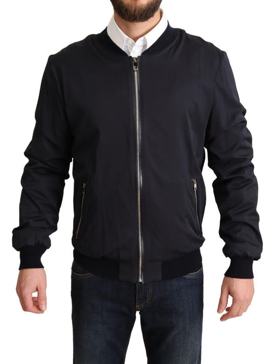 Dolce &amp; Gabbana Manteau en soie bleu Bomber court Homme Veste