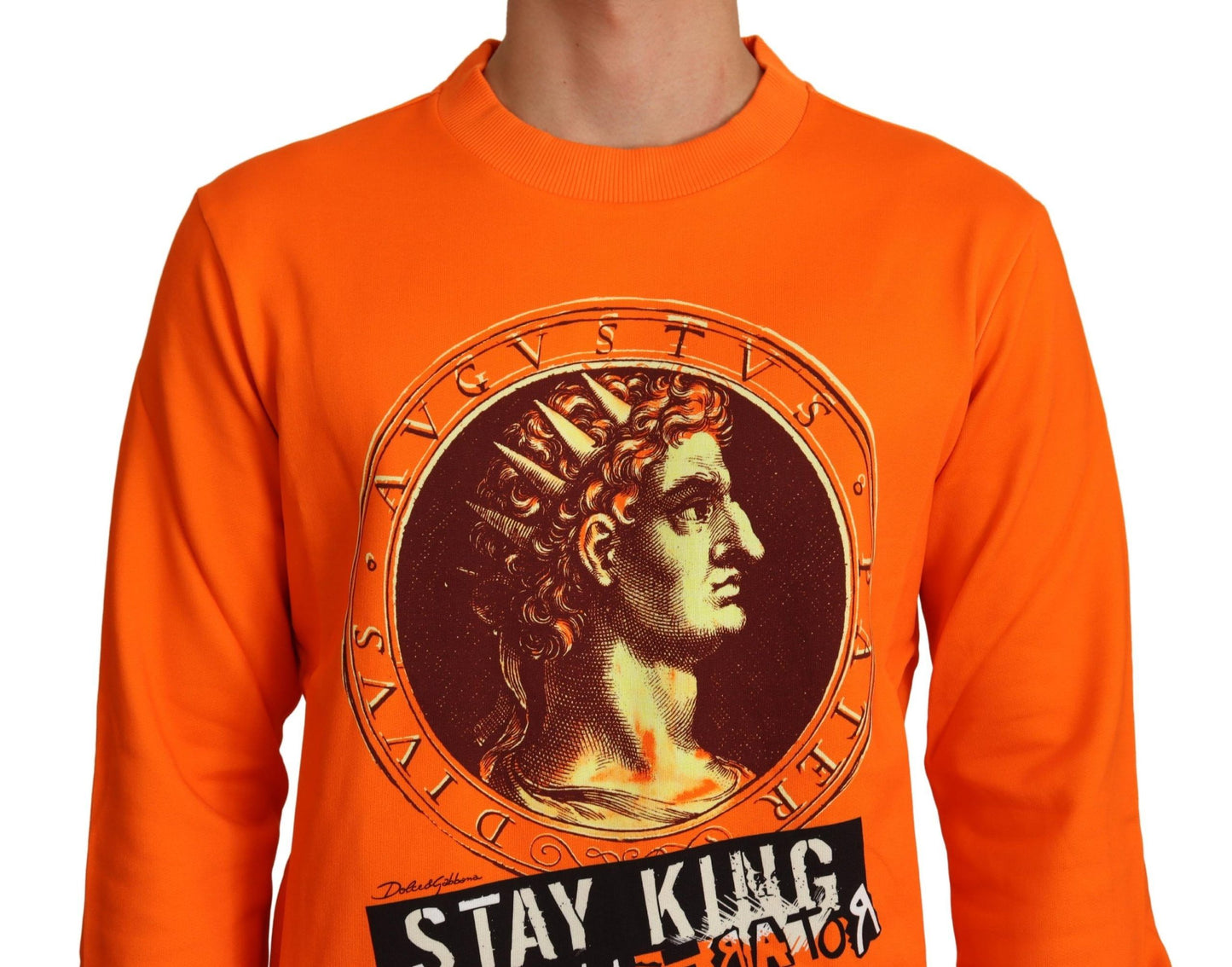 Dolce &amp; Gabbana Pull en coton King Ceasar orange