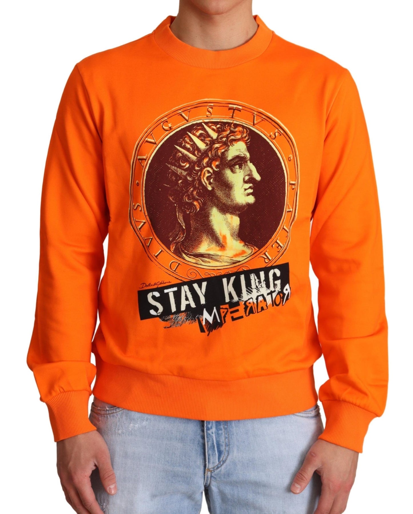 Dolce &amp; Gabbana Pull en coton King Ceasar orange