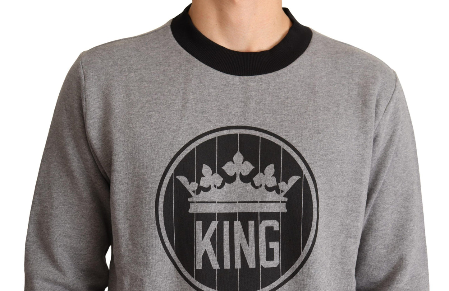 Dolce &amp; Gabbana Pull en coton gris Crown King