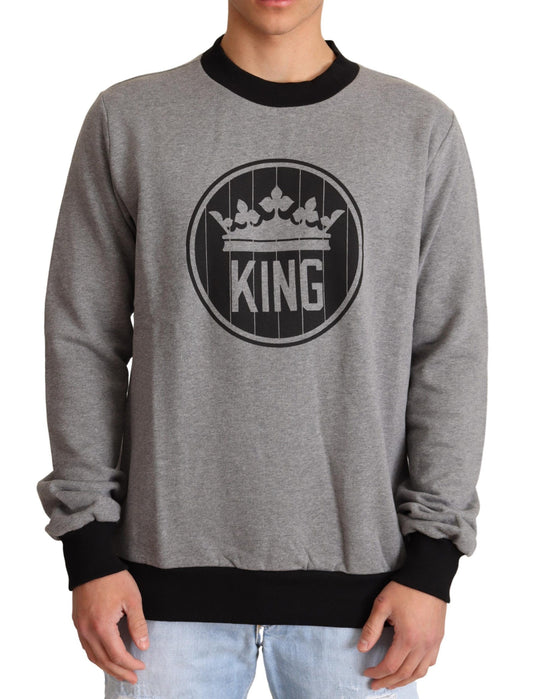 Dolce &amp; Gabbana Pull en coton gris Crown King