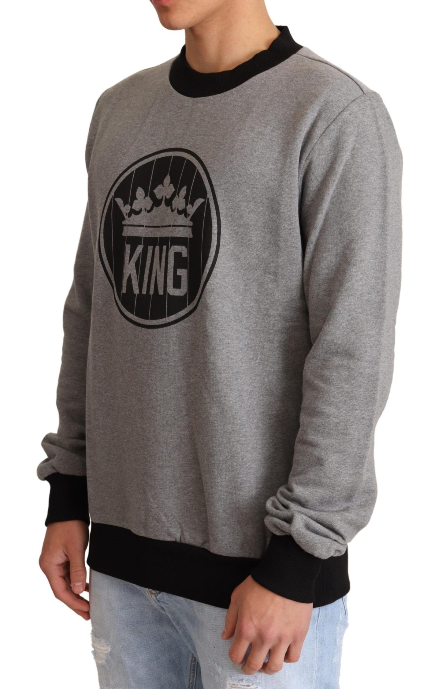 Dolce &amp; Gabbana Pull en coton gris Crown King