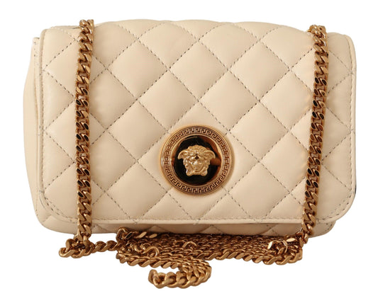 Versace Petit sac à bandoulière Medusa en cuir nappa blanc