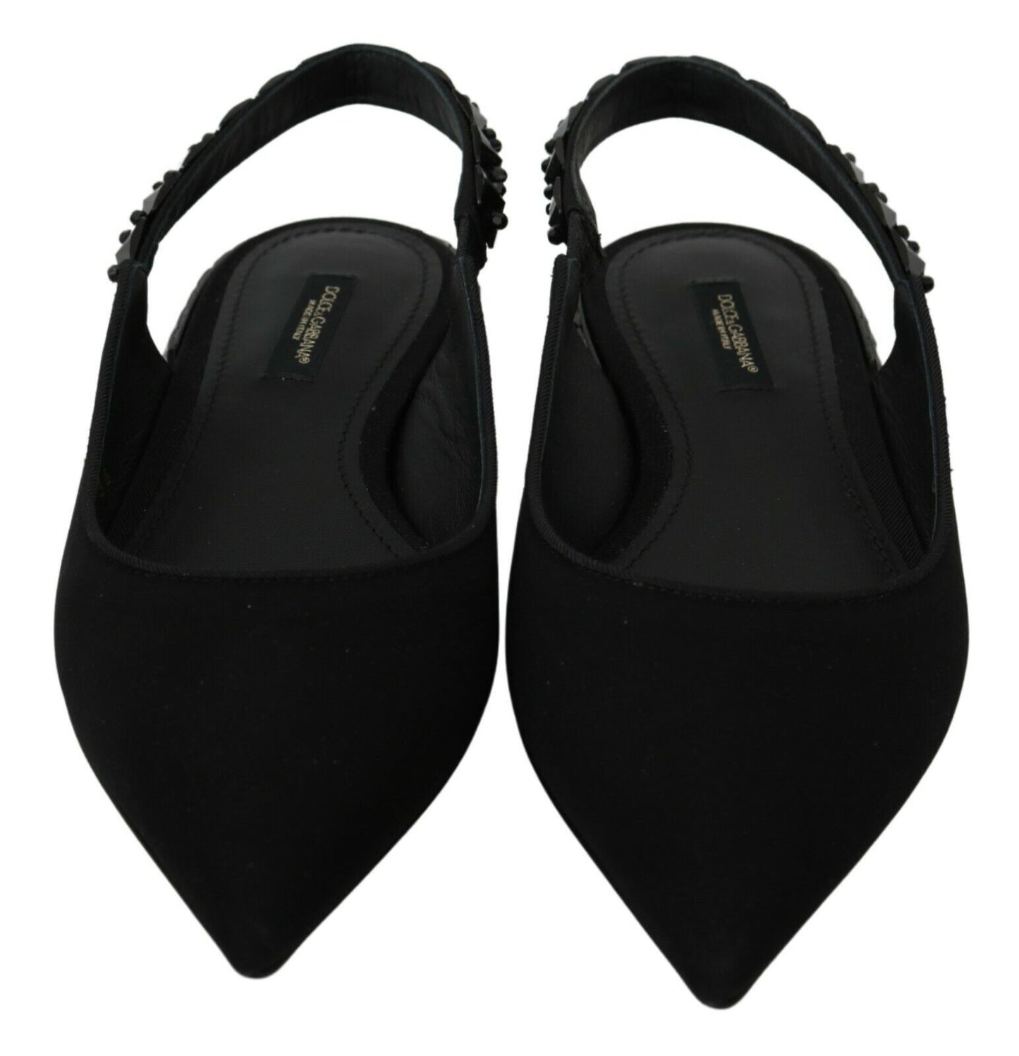 Dolce &amp; Gabbana Chaussures plates noires Slingback Charmeuse