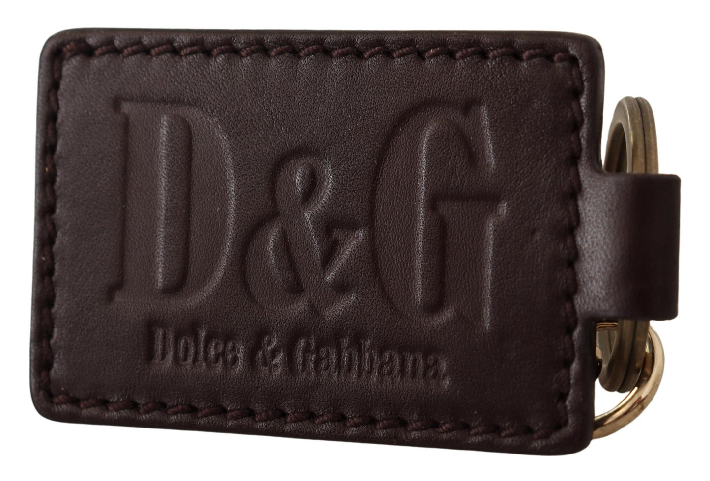 Dolce &amp; Gabbana Schlüsselanhänger aus braunem Leder mit Logo und Metallringhaken