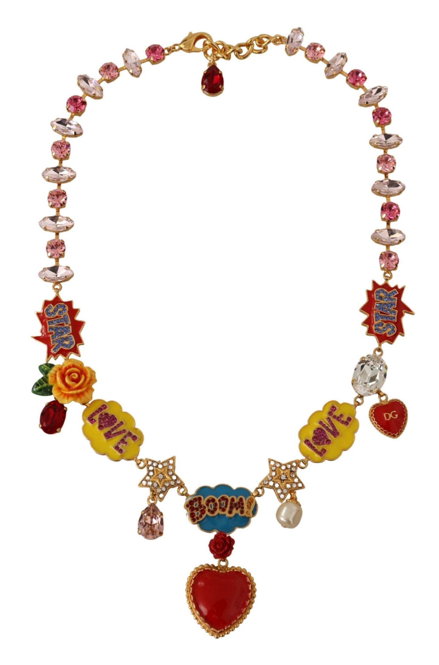 Dolce &amp; Gabbana Collier chaîne en or avec cristaux Love Star Boom