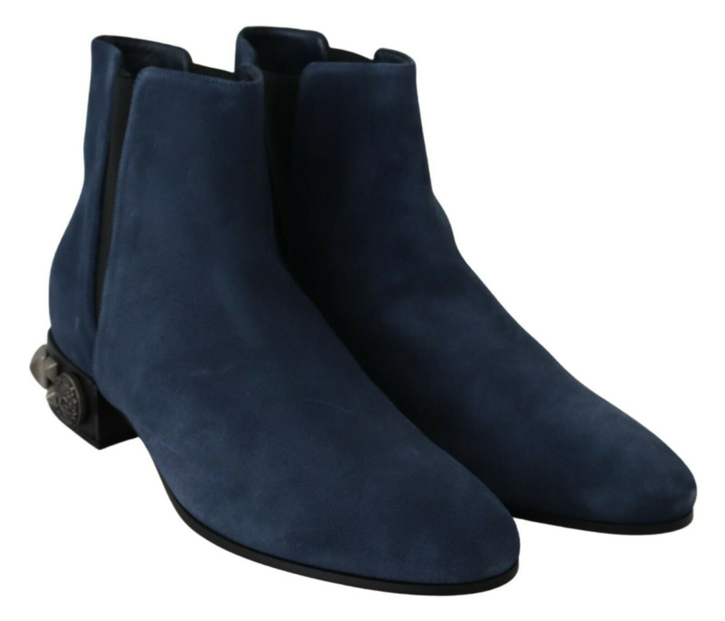 Dolce &amp; Gabbana Chaussures bottes cloutées ornées de daim bleu