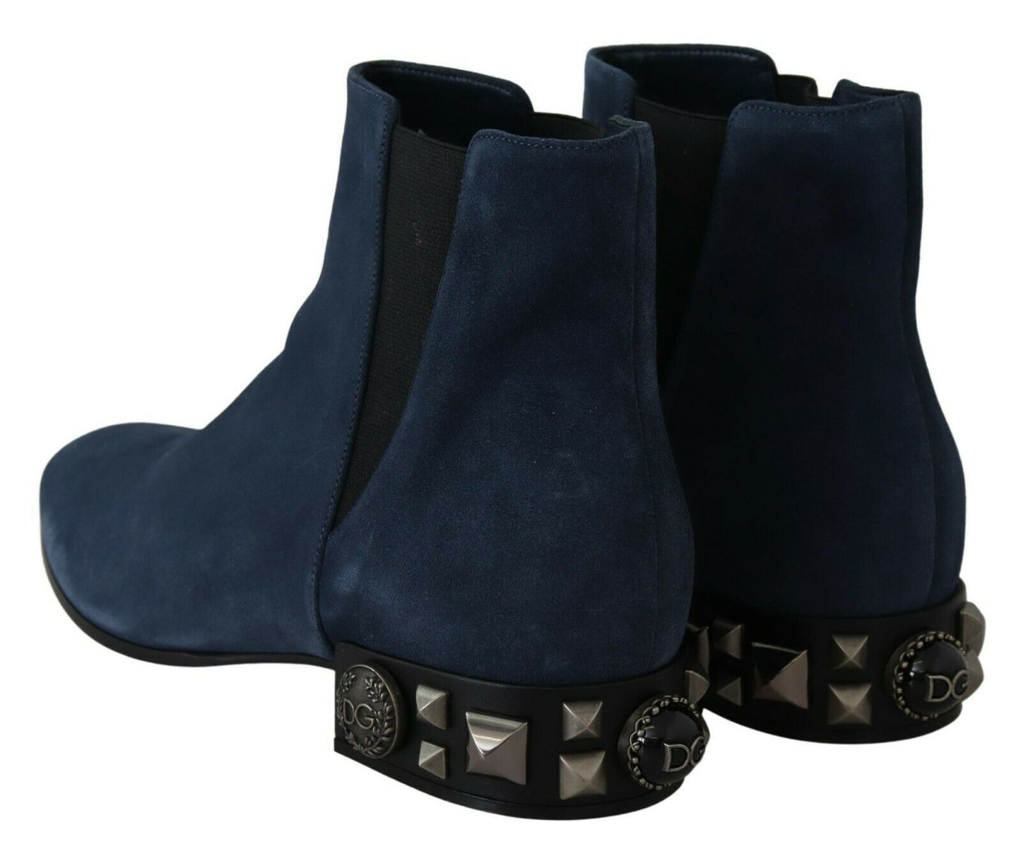 Dolce &amp; Gabbana Chaussures bottes cloutées ornées de daim bleu