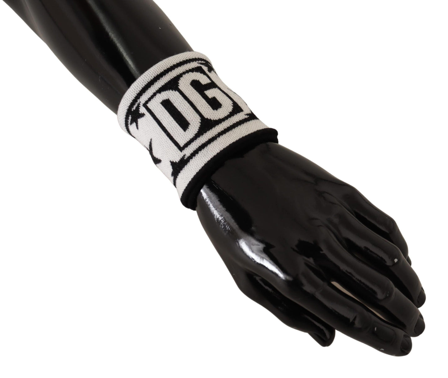 Dolce &amp; Gabbana Bracelet en laine noire blanche avec logo #DGMILLENNIALS