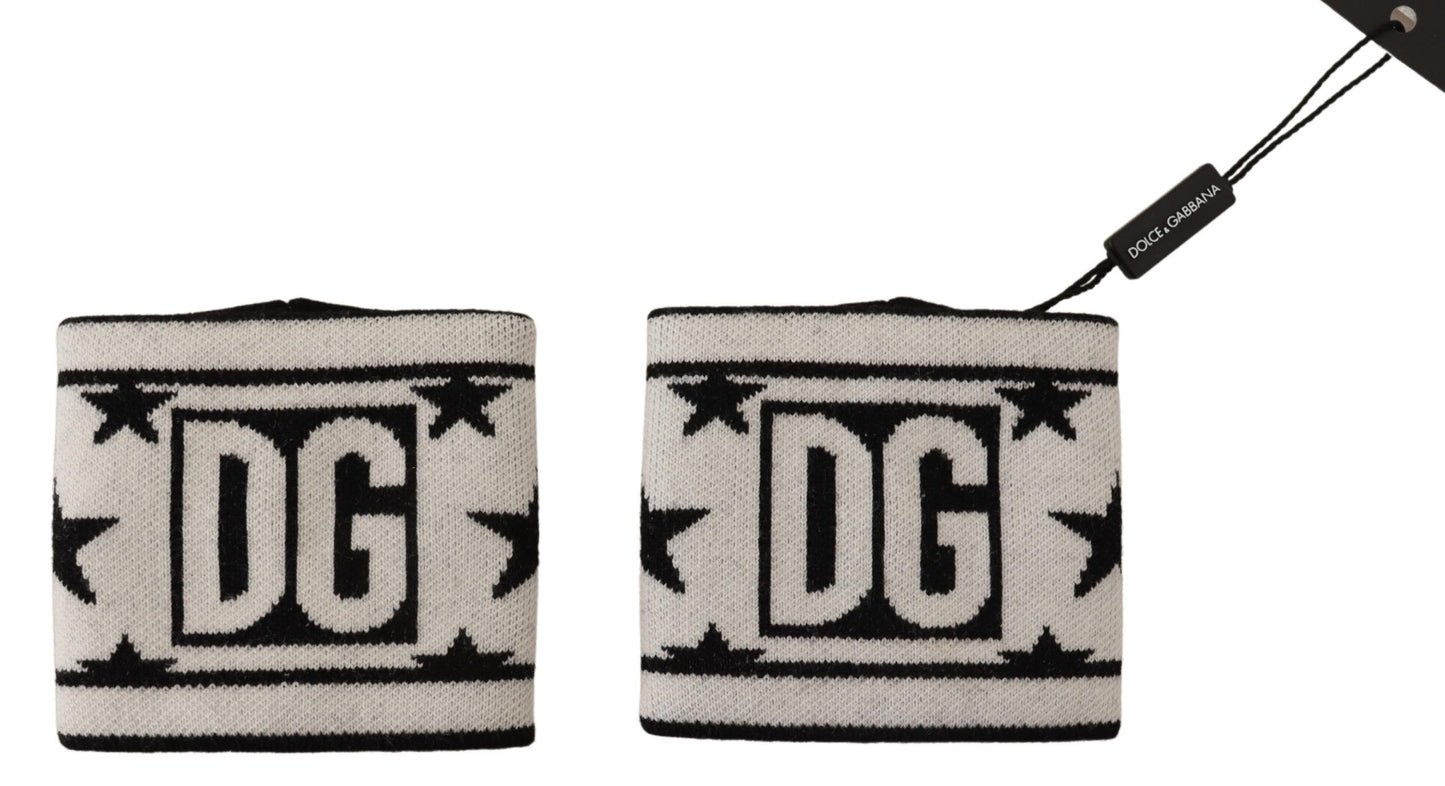 Dolce &amp; Gabbana Bracelet en laine noire blanche avec logo #DGMILLENNIALS