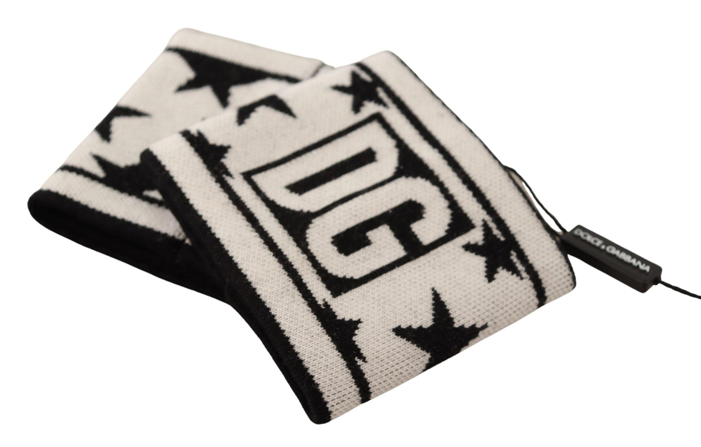 Dolce &amp; Gabbana Armband aus weißer und schwarzer Wolle mit Logo #DGMILLENNIALS