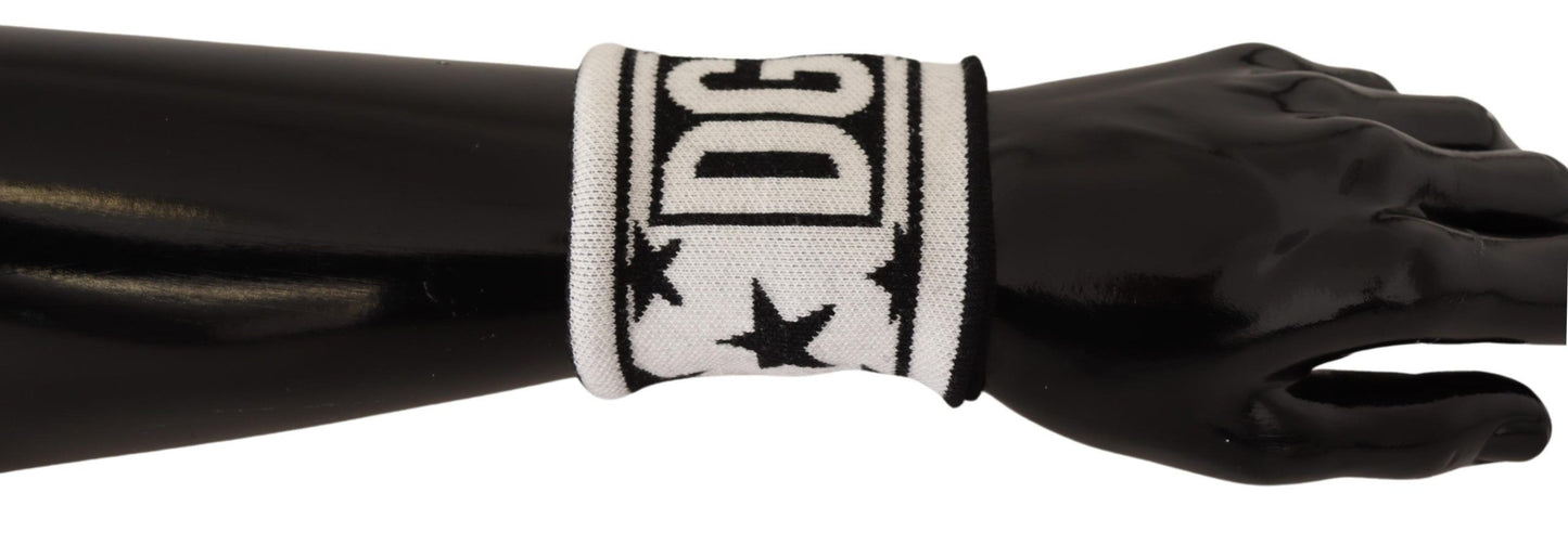 Dolce &amp; Gabbana Armband aus weißer und schwarzer Wolle mit Logo #DGMILLENNIALS