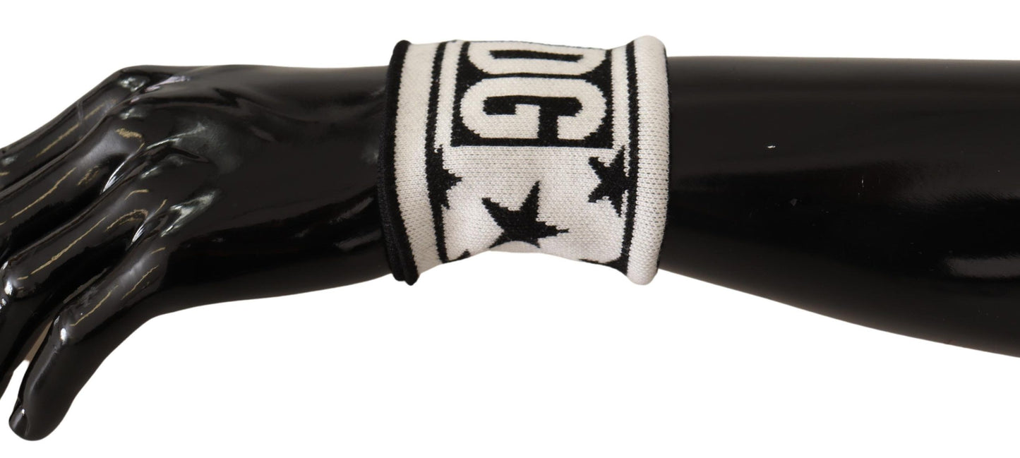 Dolce &amp; Gabbana Bracelet en laine noire blanche avec logo #DGMILLENNIALS