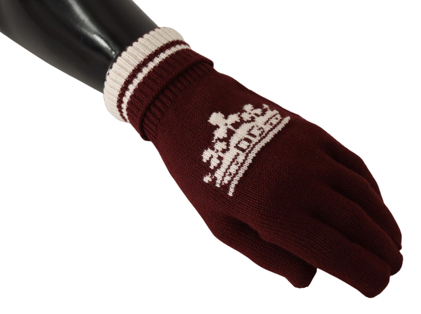 Dolce &amp; Gabbana Gants en cachemire avec logo D&amp;G blanc rouge et couronne