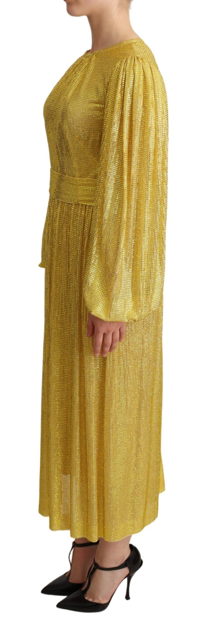 Dolce &amp; Gabbana Robe longue plissée en maille cristal jaune