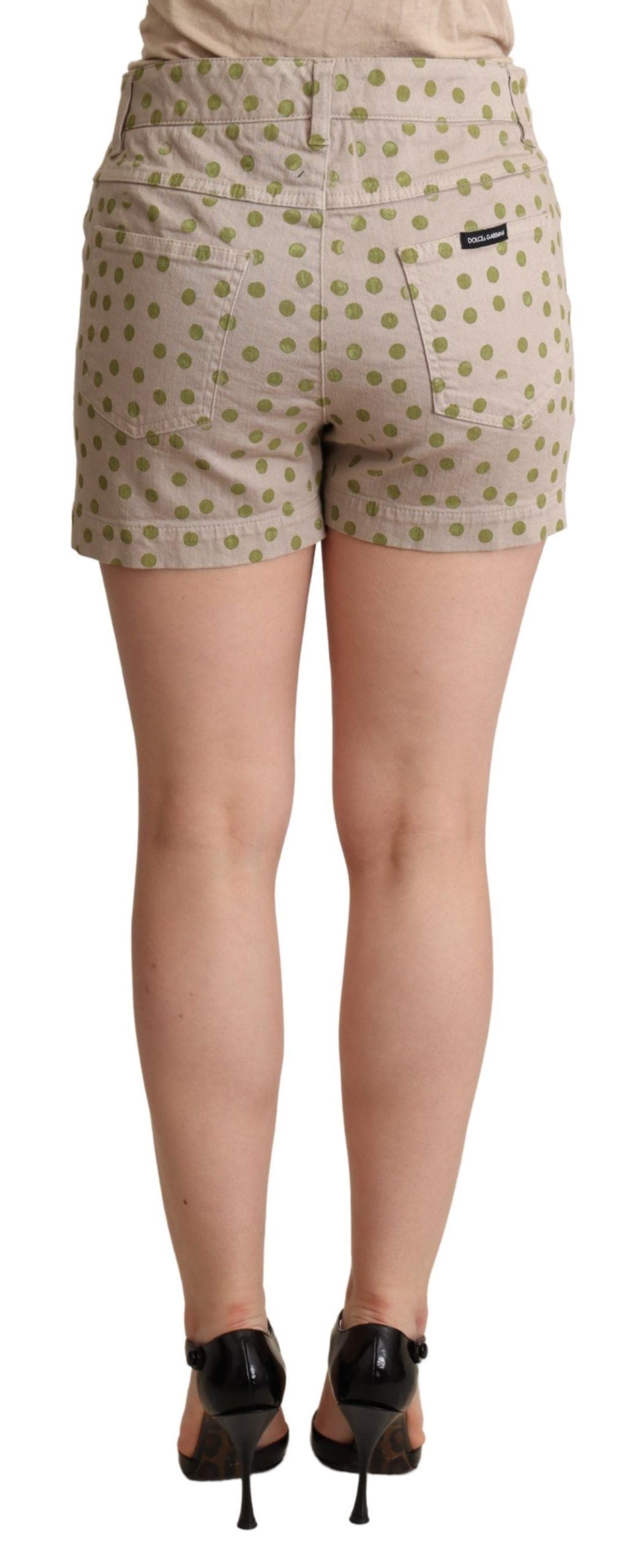 Dolce &amp; Gabbana Short stretch en coton denim beige à pois