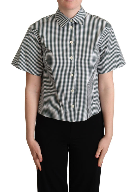 Dolce & Gabbana Elegant Checkered Cotton Polo Top