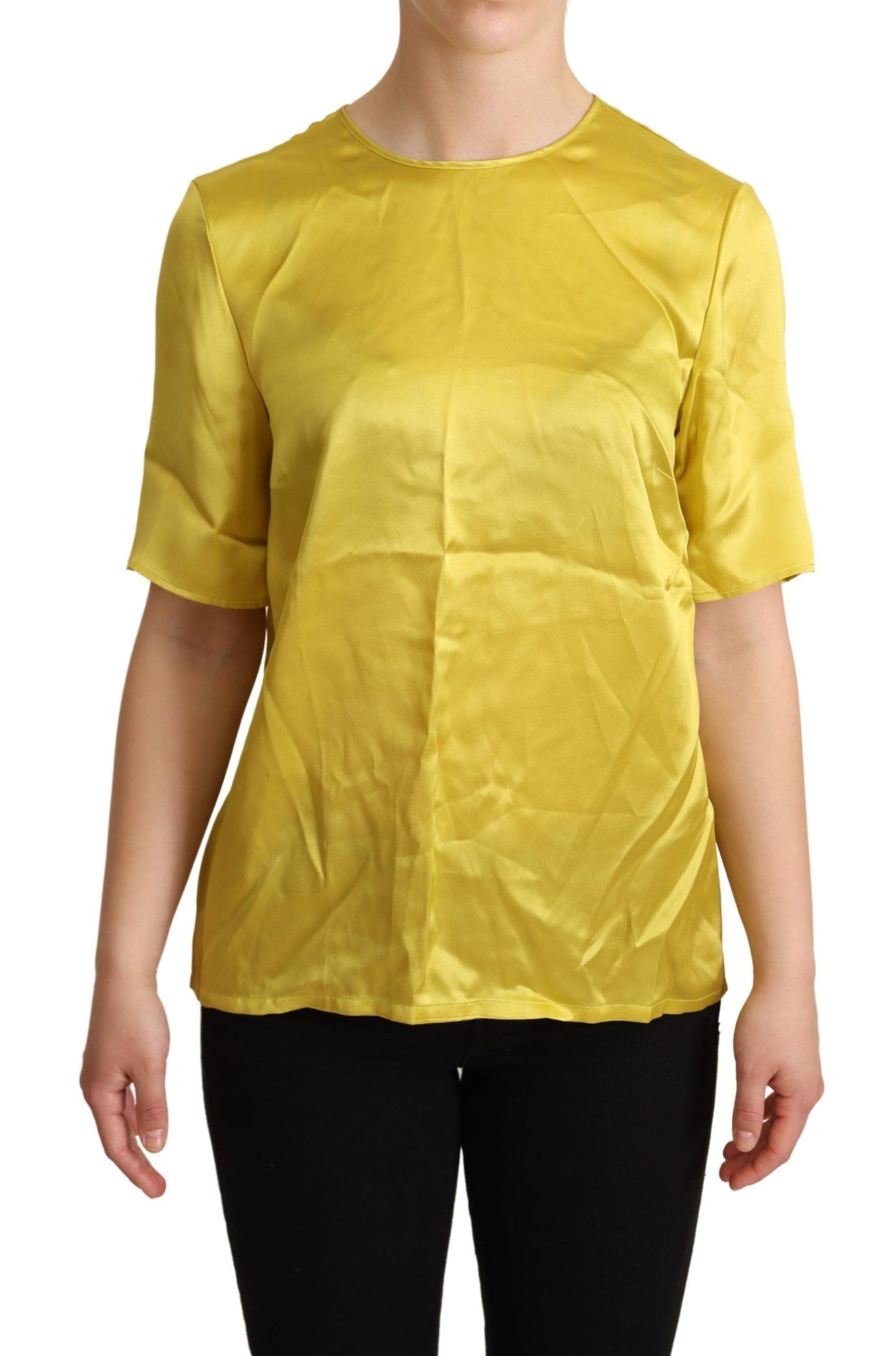 Dolce &amp; Gabbana T-shirt chemisier à manches courtes en soie jaune