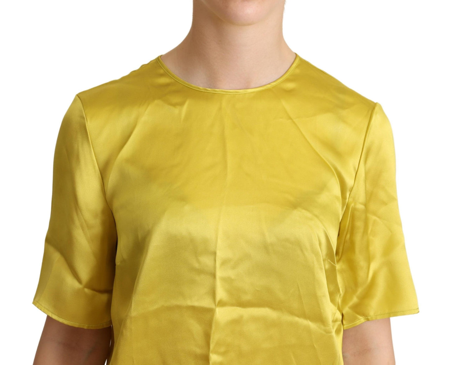 Dolce &amp; Gabbana T-shirt chemisier à manches courtes en soie jaune