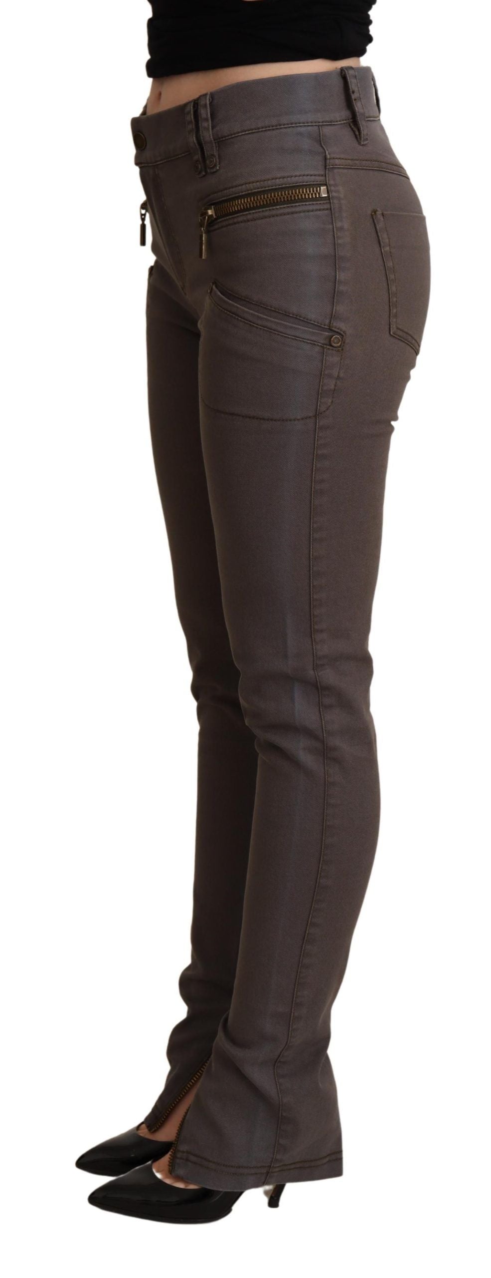 PLEIN SUD Jean skinny stretch en coton marron