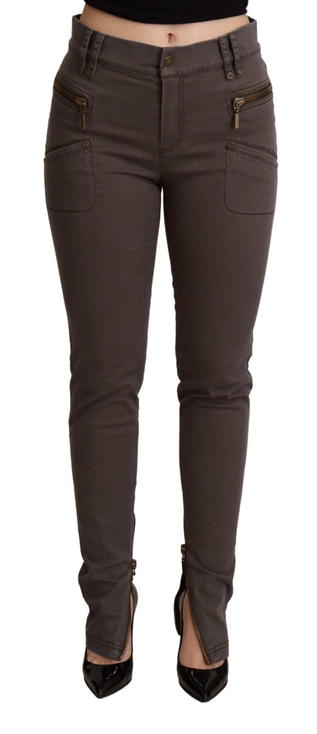 PLEIN SUD Jean skinny stretch en coton marron