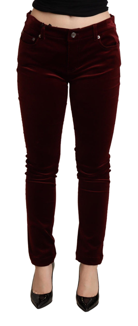 Dolce &amp; Gabbana Pantalon skinny en velours rouge bordeaux