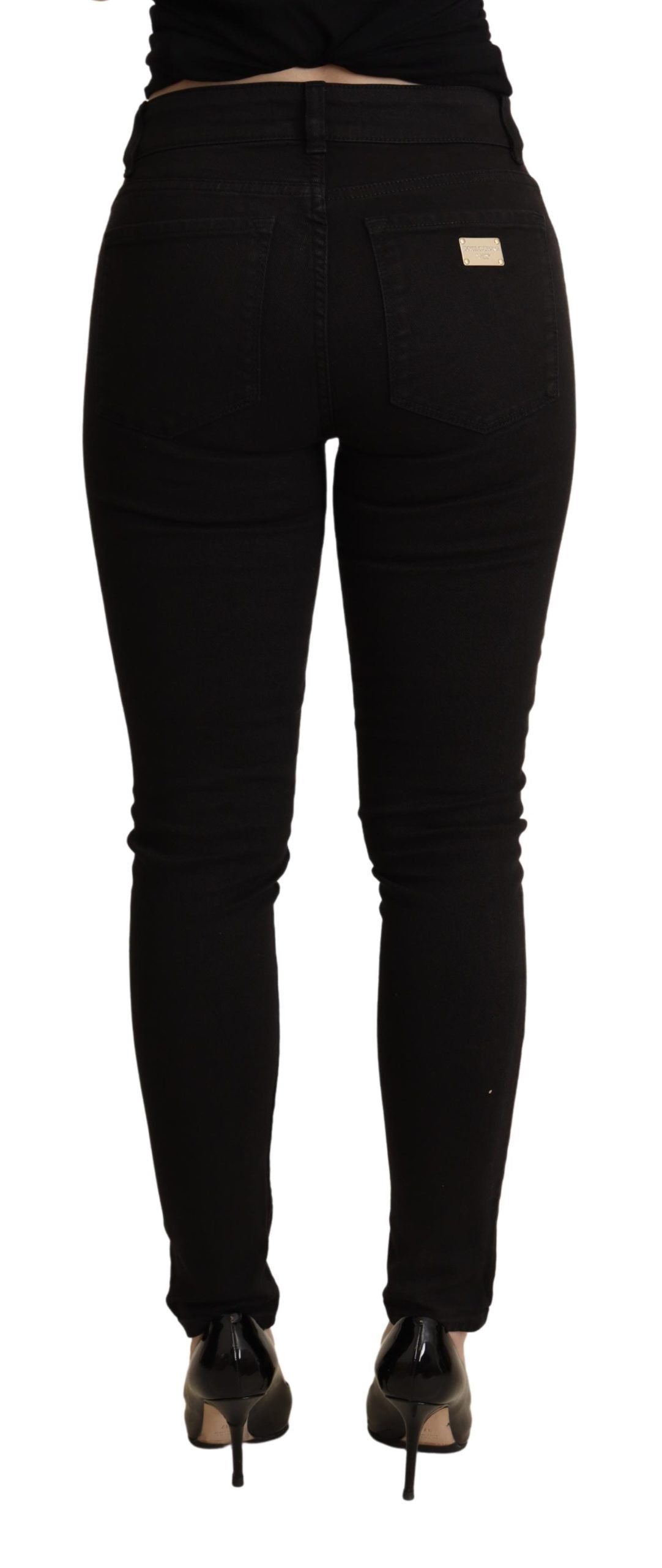 Dolce &amp; Gabbana Pantalon en denim skinny noir Jean stretch en coton