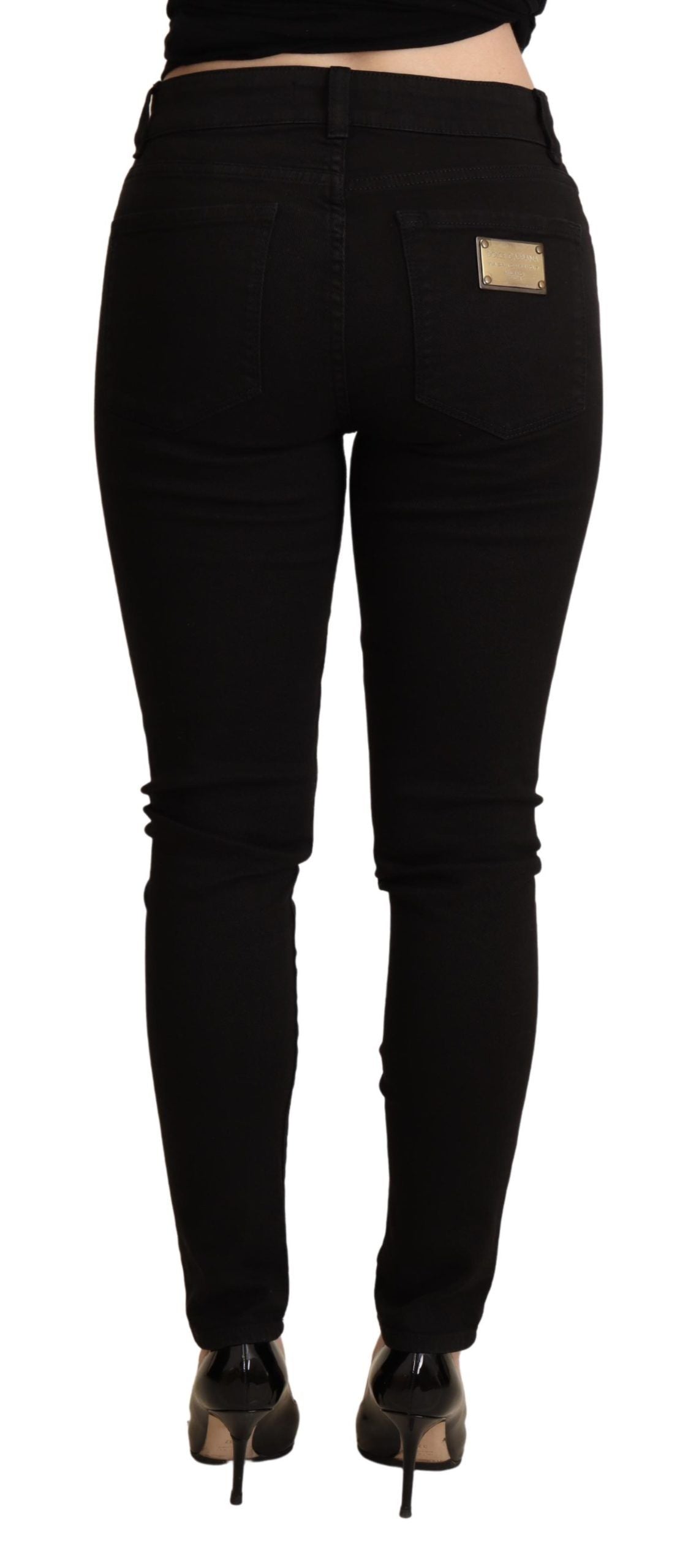 Dolce &amp; Gabbana Schwarze Skinny-Denim-Baumwoll-Stretch-Hosenjeans