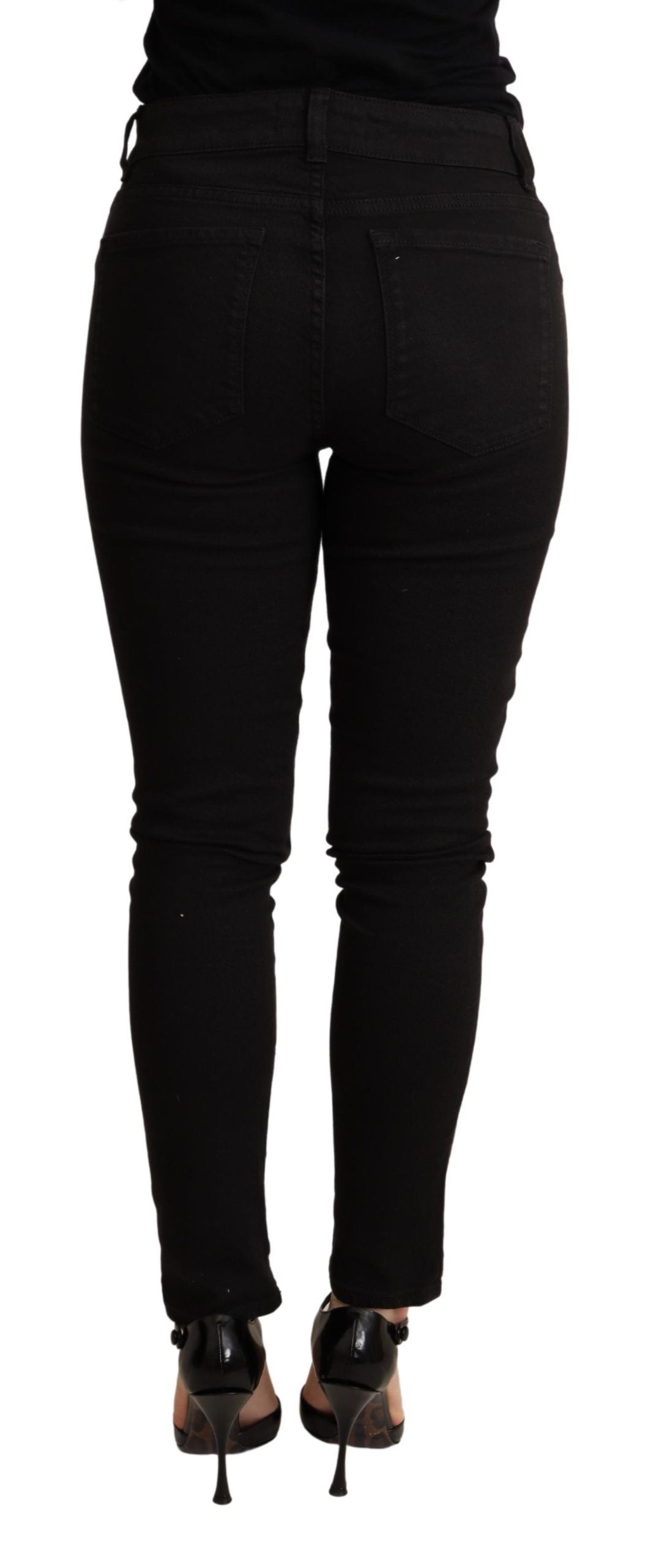 Dolce &amp; Gabbana Pantalon skinny en coton stretch noir