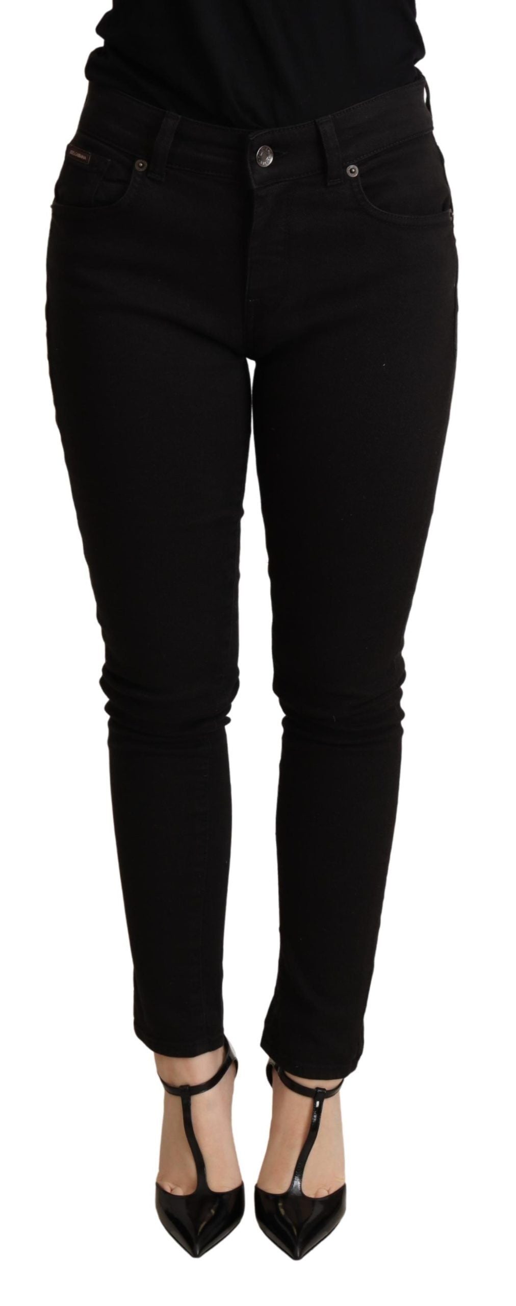 Dolce &amp; Gabbana Pantalon skinny en coton stretch noir