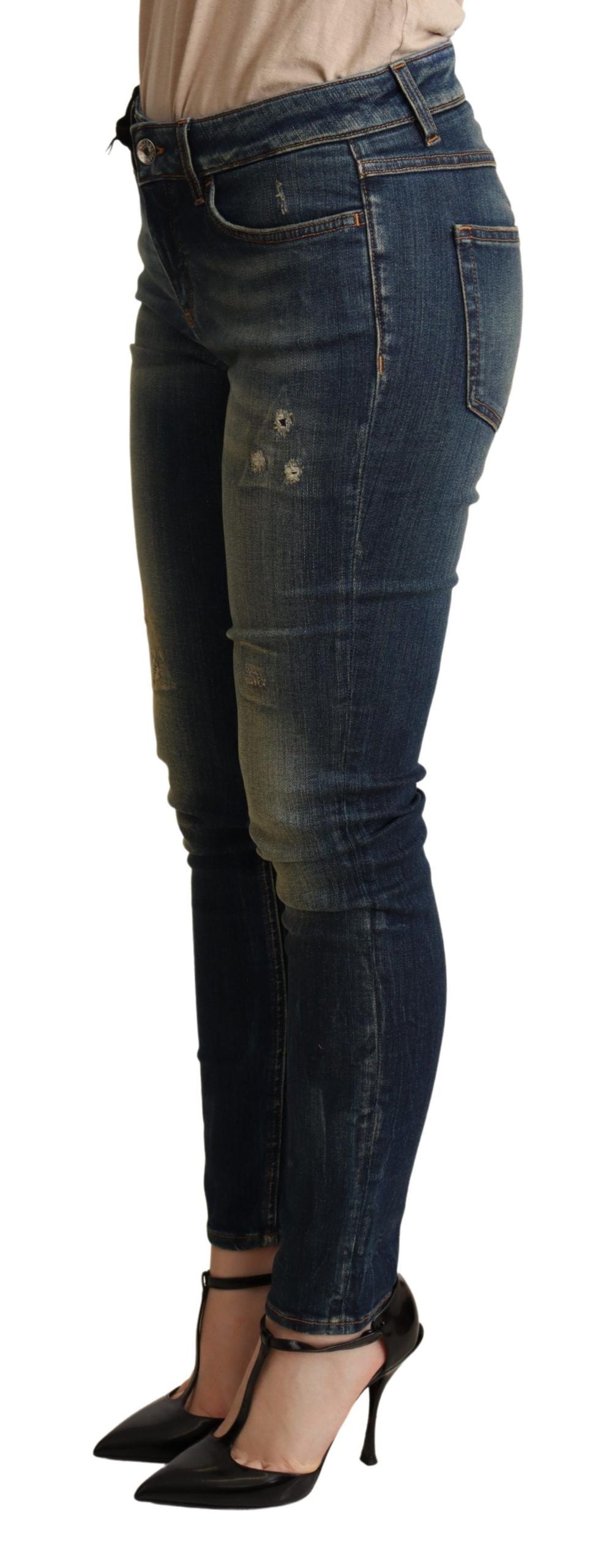 Dolce &amp; Gabbana Dunkelblaue Skinny-Denim-Baumwoll-Stretch-Jeans