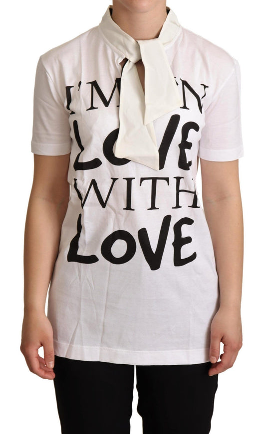 Dolce &amp; Gabbana T-shirt haut en soie de coton blanc I'm In Love