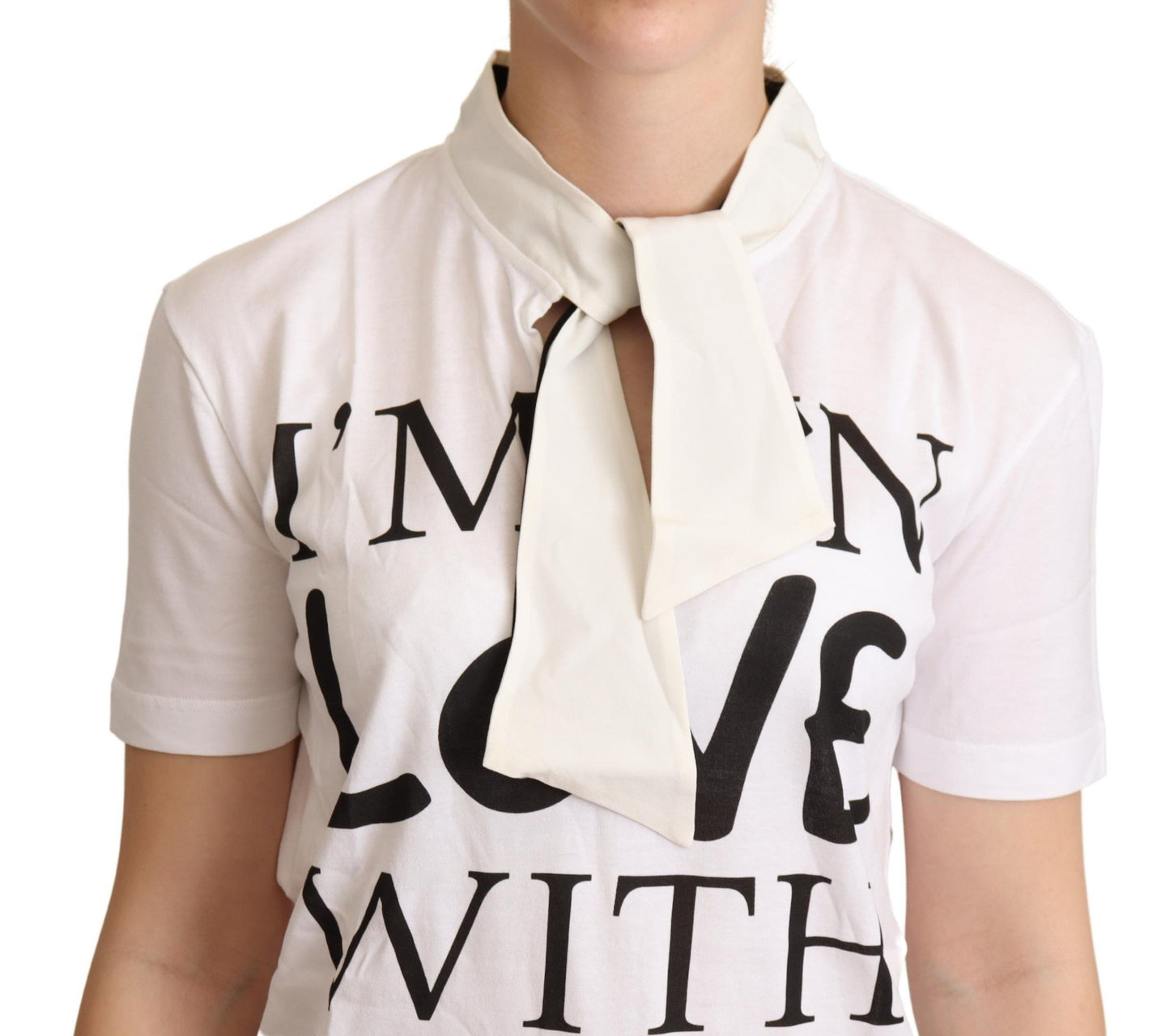 Dolce &amp; Gabbana Weißes T-Shirt „I'm In Love“ aus Baumwollseide