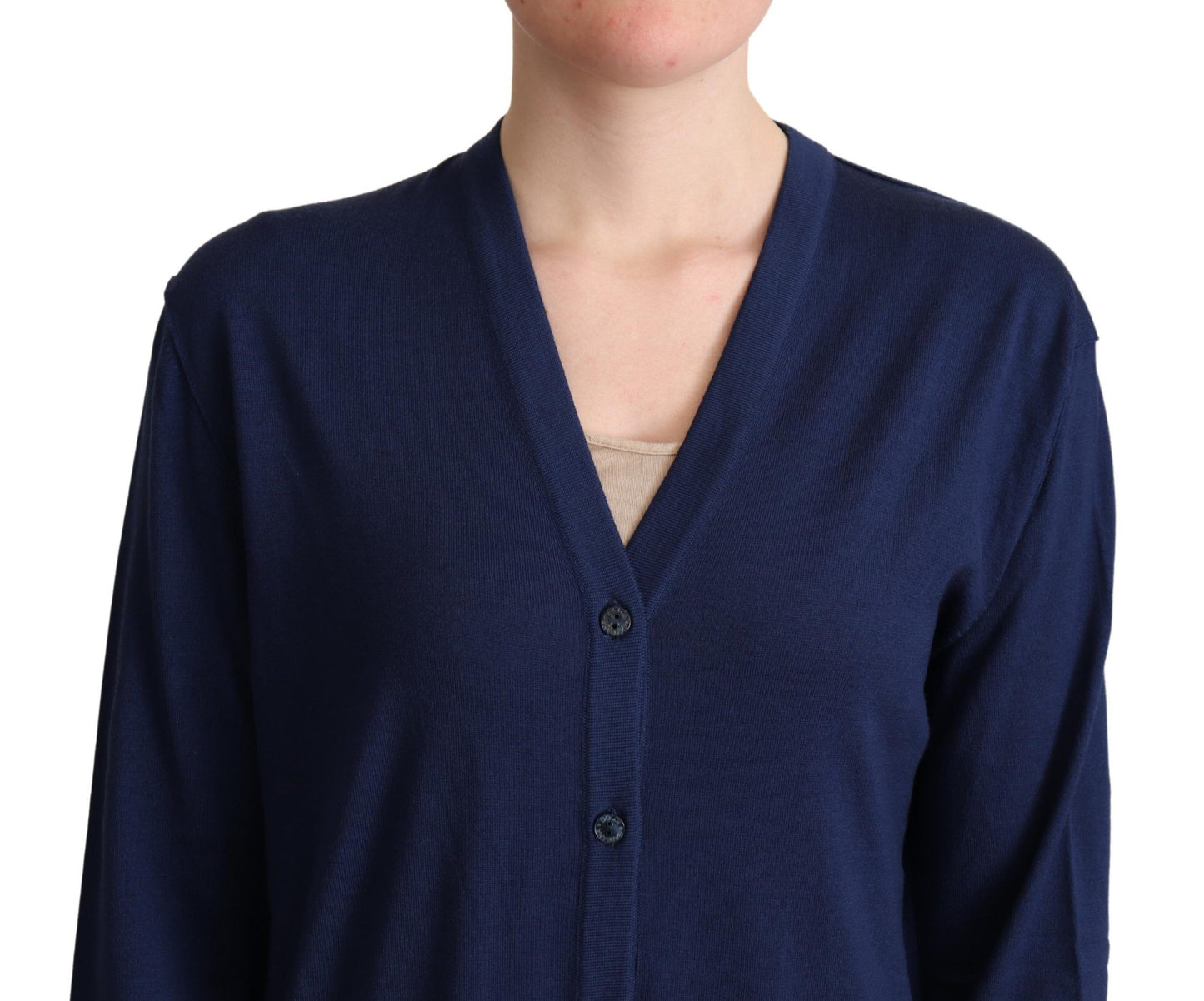 Dolce &amp; Gabbana Pull cardigan boutonné en laine vierge bleue