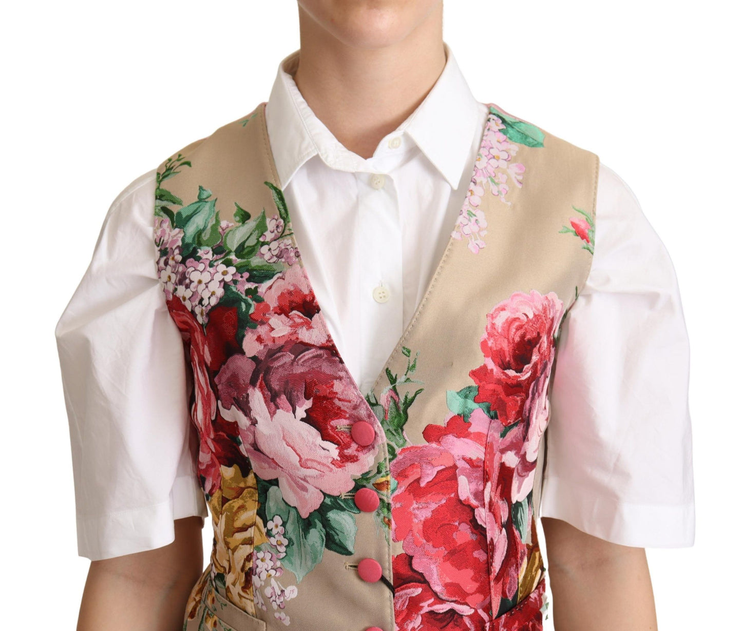 Dolce &amp; Gabbana Gilet beige à imprimé floral en jacquard