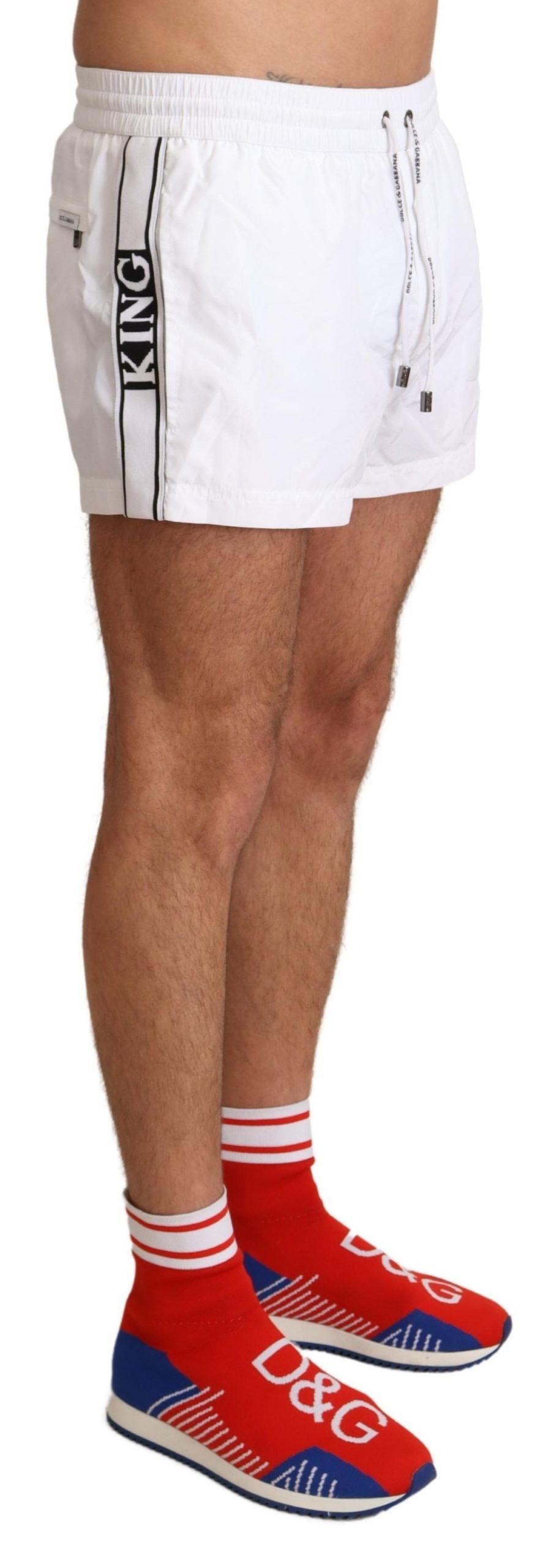 Dolce &amp; Gabbana White King Herren Beachwear Badeshorts