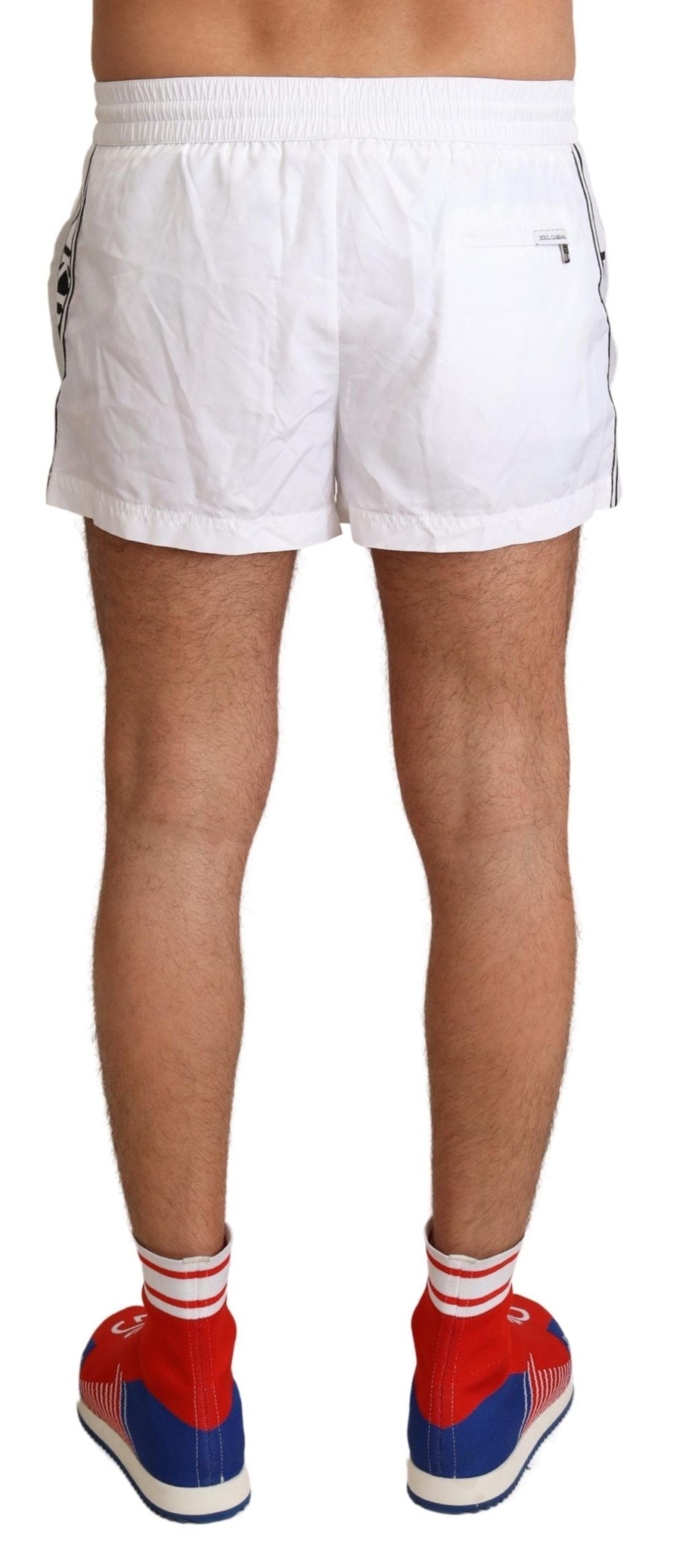 Dolce &amp; Gabbana White King Maillots de bain pour hommes Shorts