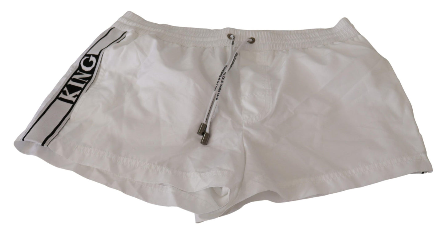 Dolce &amp; Gabbana White King Maillots de bain pour hommes Shorts