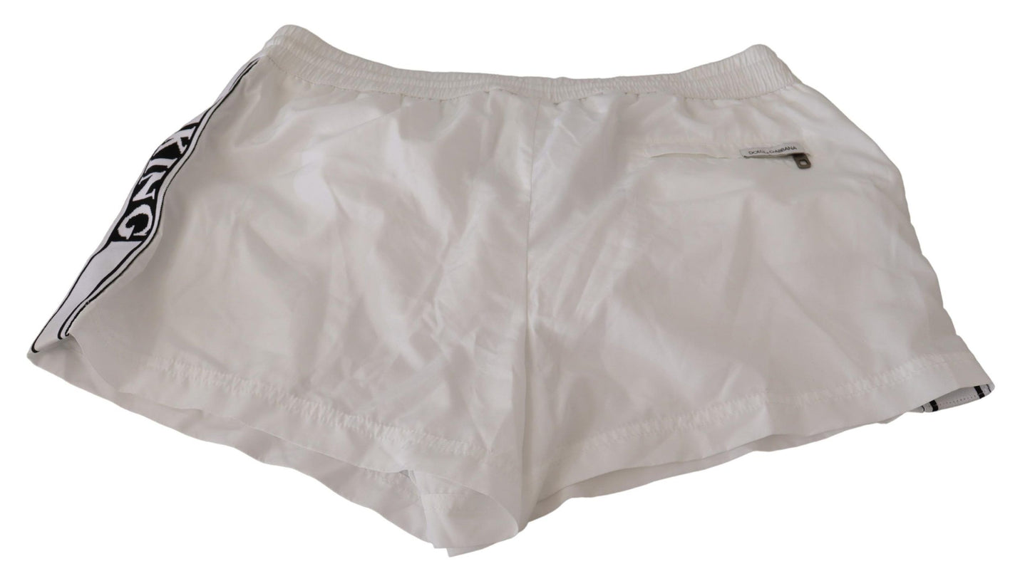 Dolce &amp; Gabbana White King Maillots de bain pour hommes Shorts