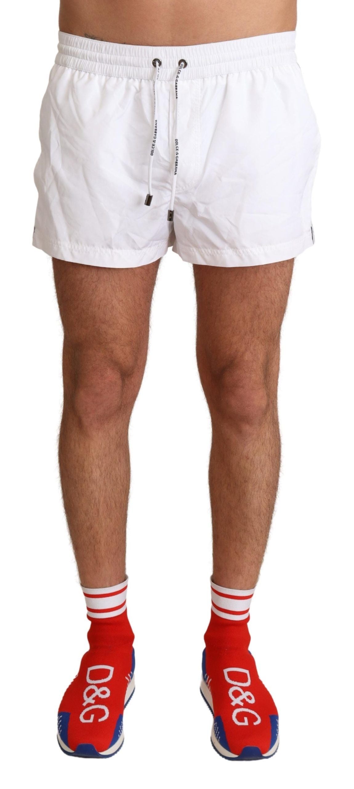 Dolce &amp; Gabbana White King Maillots de bain pour hommes Shorts