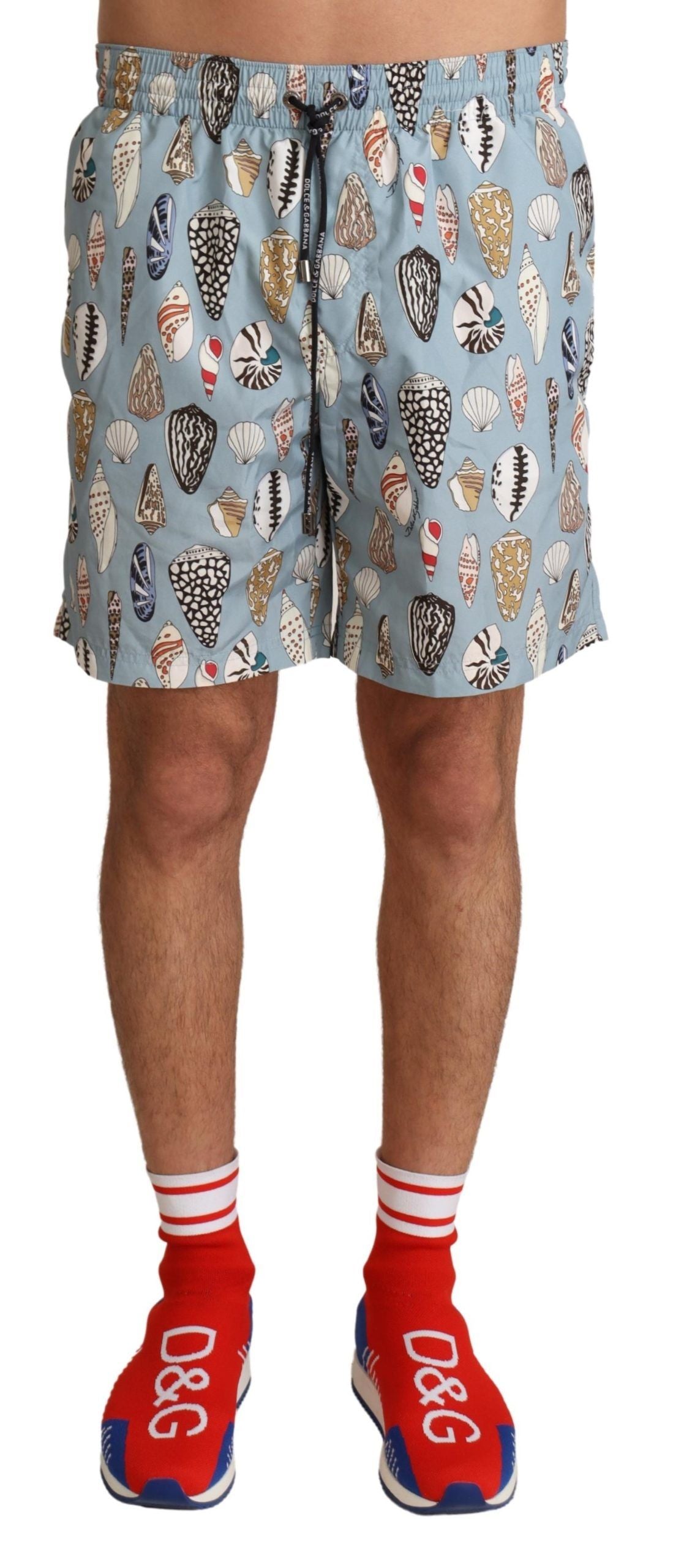 Dolce &amp; Gabbana Blue Seashell Beachwear Badeshorts