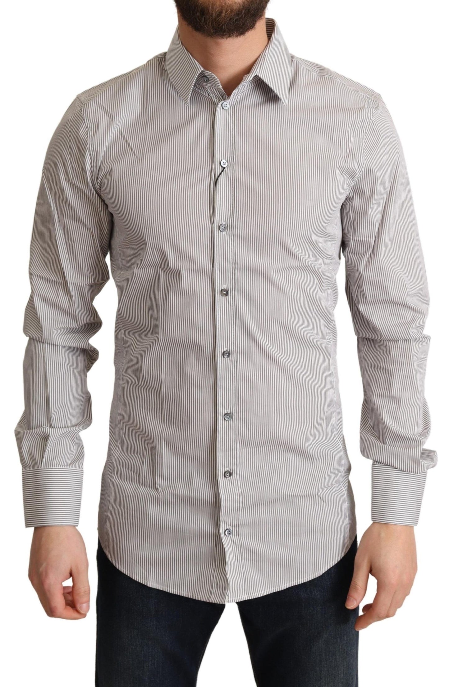 Chemise SICILY coupe slim en coton gris Dolce &amp; Gabbana pour homme