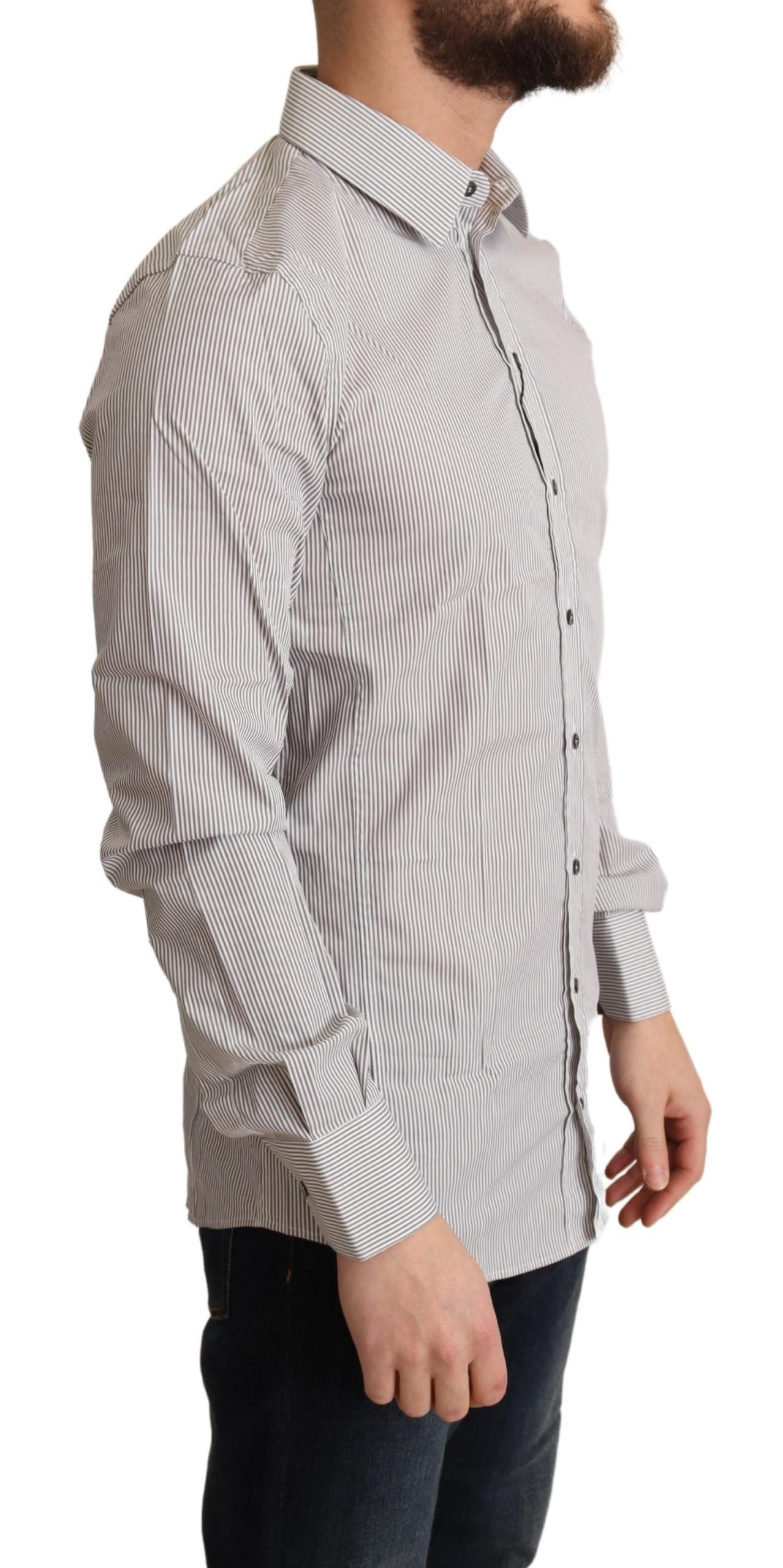 Chemise SICILY coupe slim en coton gris Dolce &amp; Gabbana pour homme