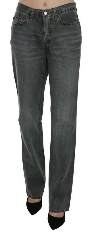 Just Cavalli Pantalon en jean droit taille moyenne gris délavé