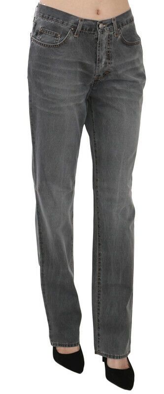 Just Cavalli Pantalon en jean droit taille moyenne gris délavé