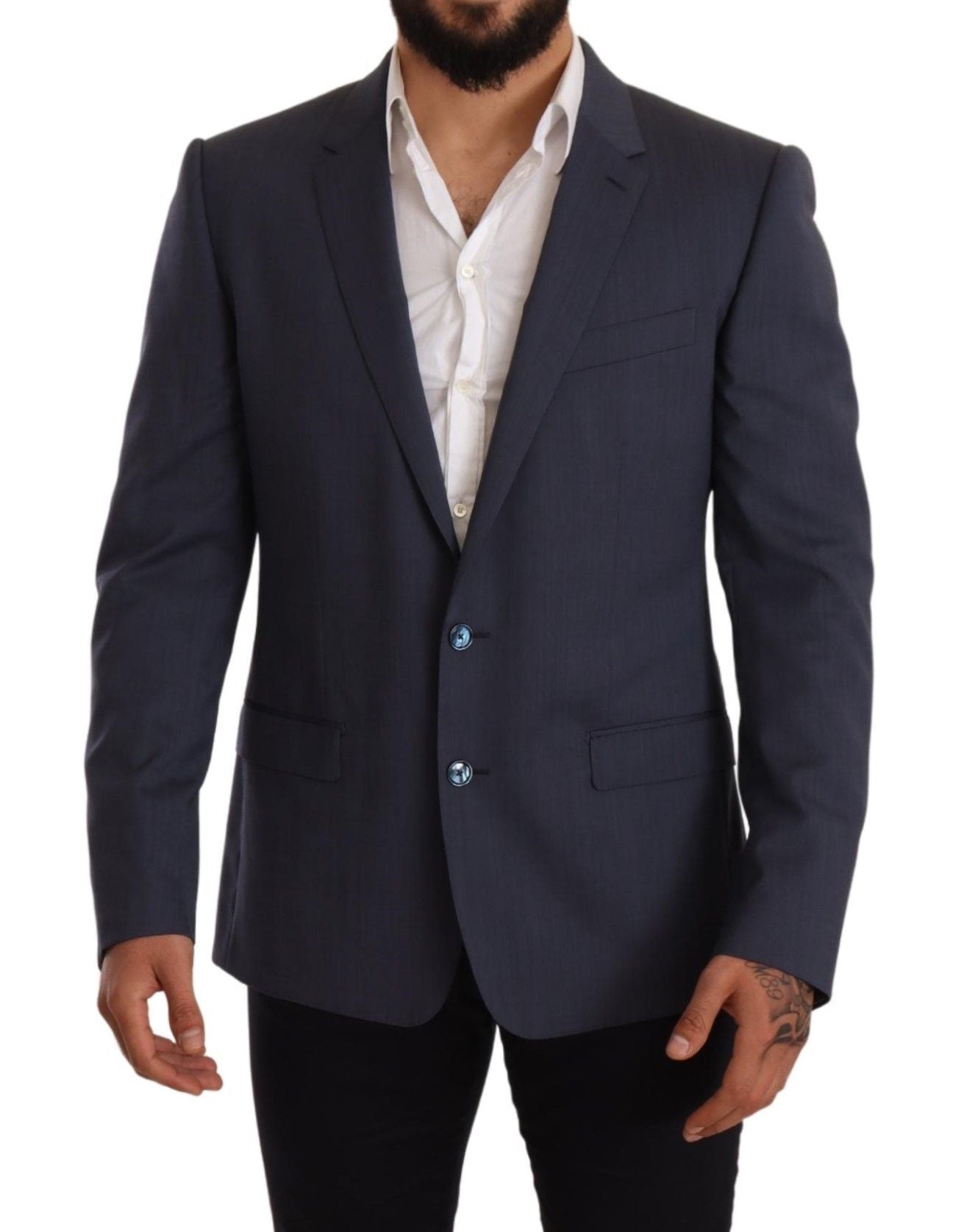 Dolce &amp; Gabbana Manteau veste slim en laine bleue Blazer MARTINI