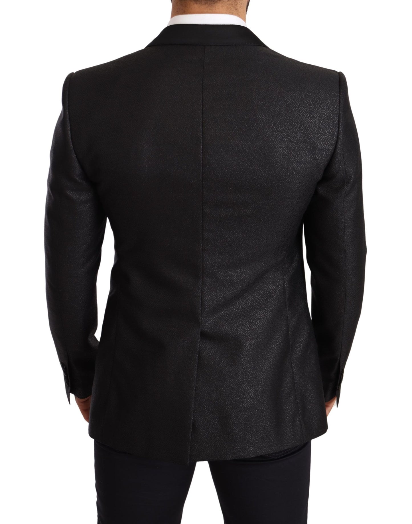 Dolce &amp; Gabbana Blazer de smoking veste slim métallisé noir