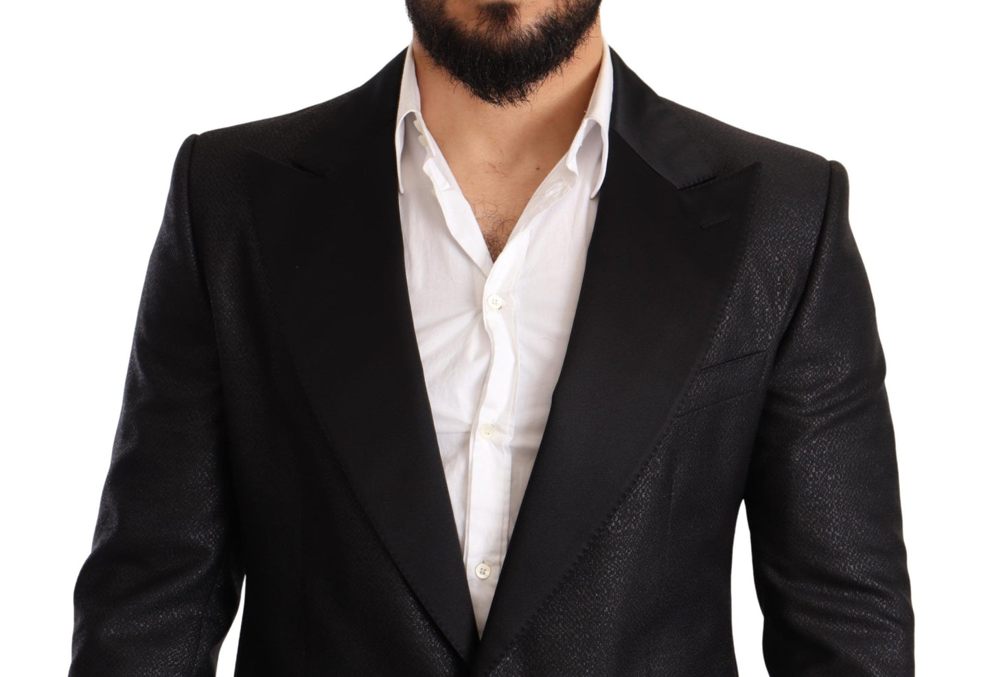 Dolce &amp; Gabbana Blazer de smoking veste slim métallisé noir