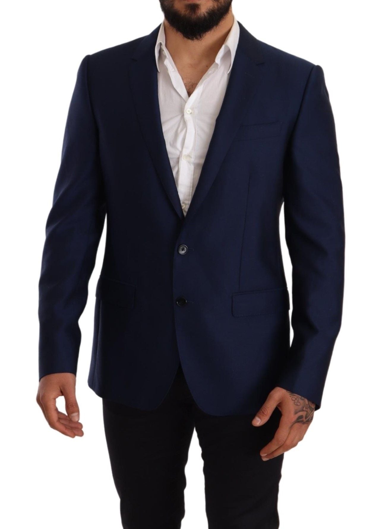 Dolce &amp; Gabbana Manteau slim en laine bleu Blazer MARTINI